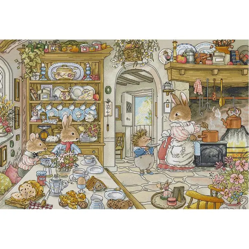 Embroidery X Pattern - Kuchnia królika Cartoon wzór zwierzęcy zestaw