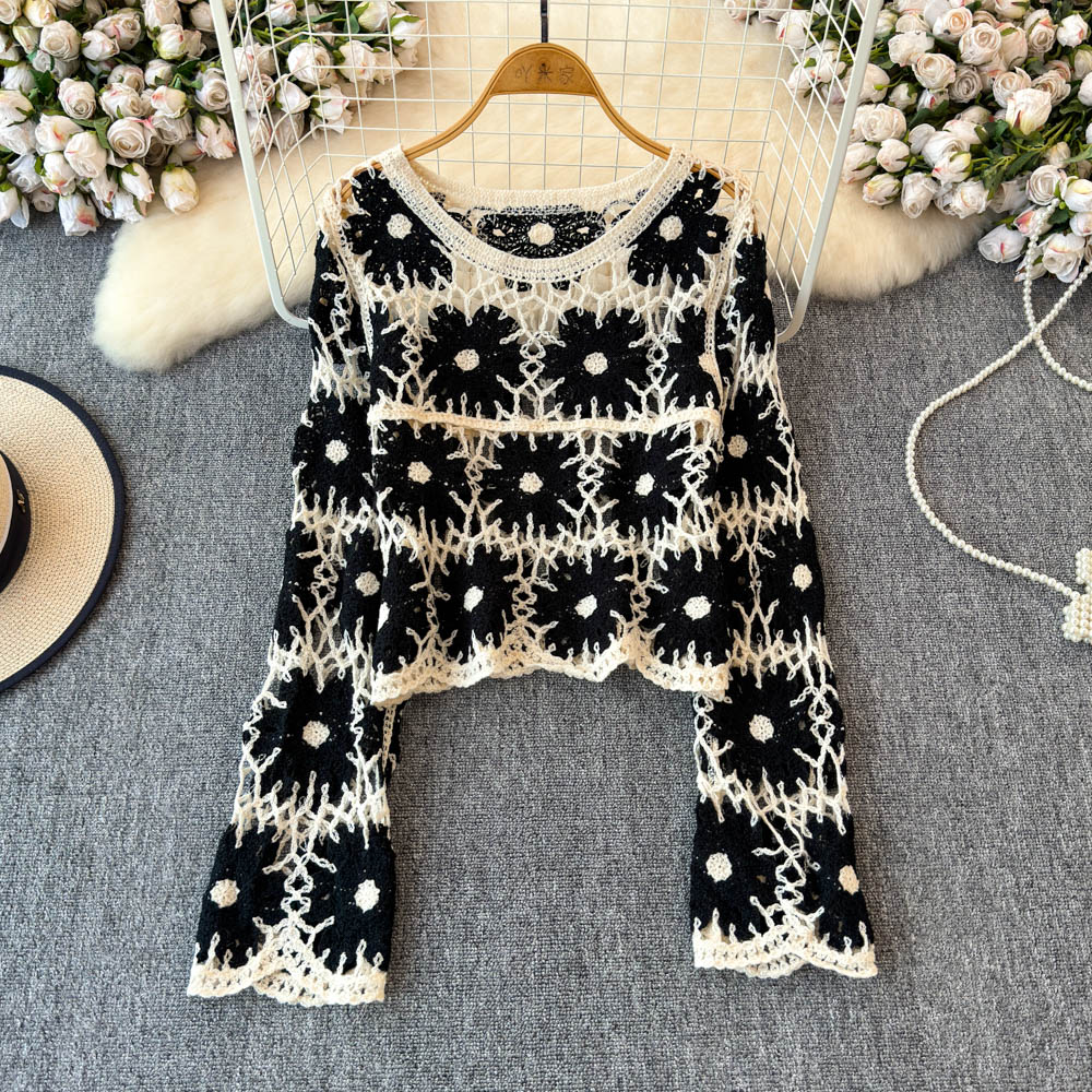 Embroidery Daisy - Kwiatowy top szydełkowy dla kobiet, z