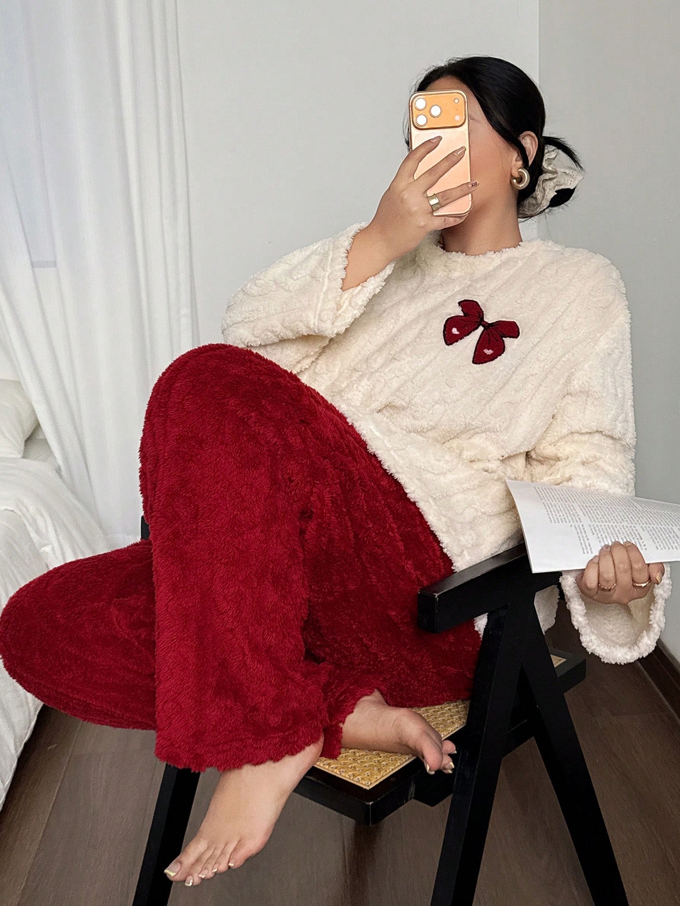 Damskie piżamy plus size 1XL-5 – Embroidery Red recenzja i cena